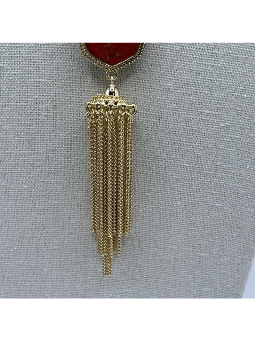 Kendra Scott Rayne Long Pendant Necklace in Bright Red Gold Plated New NWT Boho - Picture 7 of 16